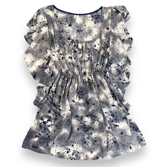 Maurices Womens Blouse Top Shirt Sheer Empire Waist Ruffled Pullover Large - Picture 7 of 10